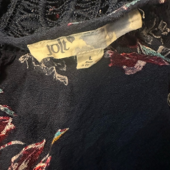 Jolt navy blue floral women’s short sleeve top - Picture 5 of 5